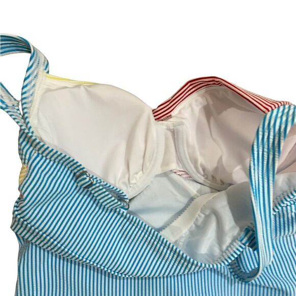 NWT lands end striped criss cross front multi color athletic/ swim top size 4 - Picture 3 of 6